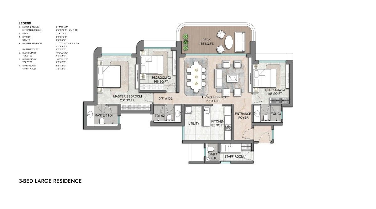 Lodha Aureus 3 Bed Large Residence Plan