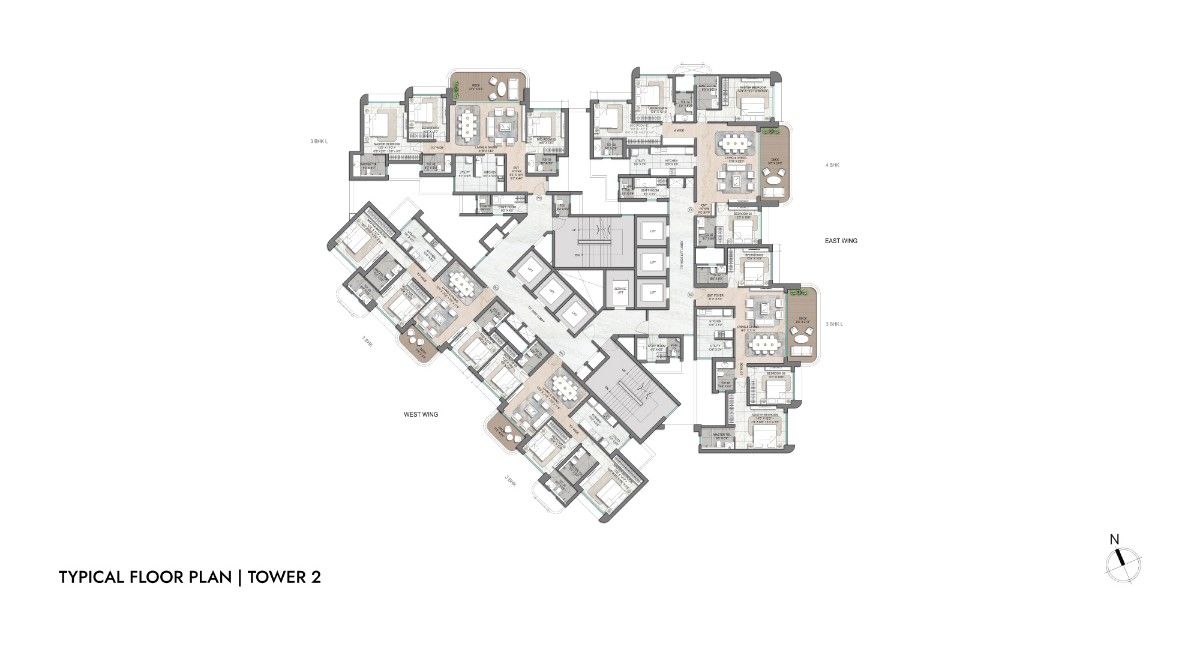 Lodha Aureus Typical Floor Plan Tower 2