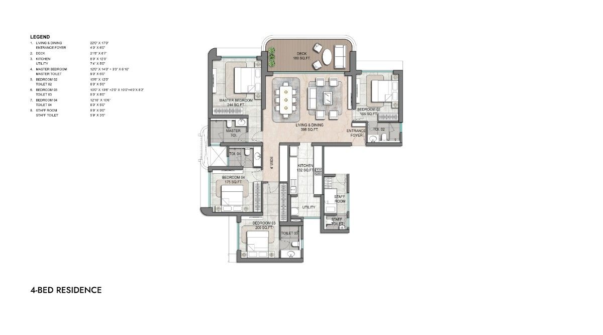 Lodha Aureus 4 Bed Residence Plan