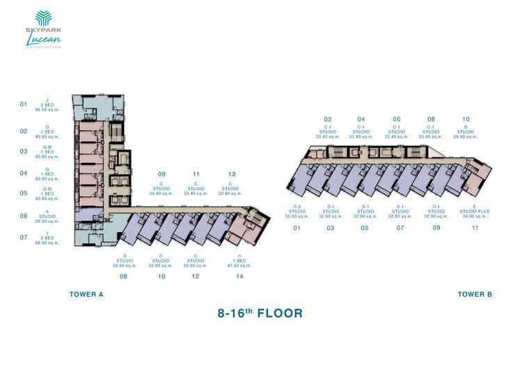 Skypark Lucean 8th-16th Floor Plan