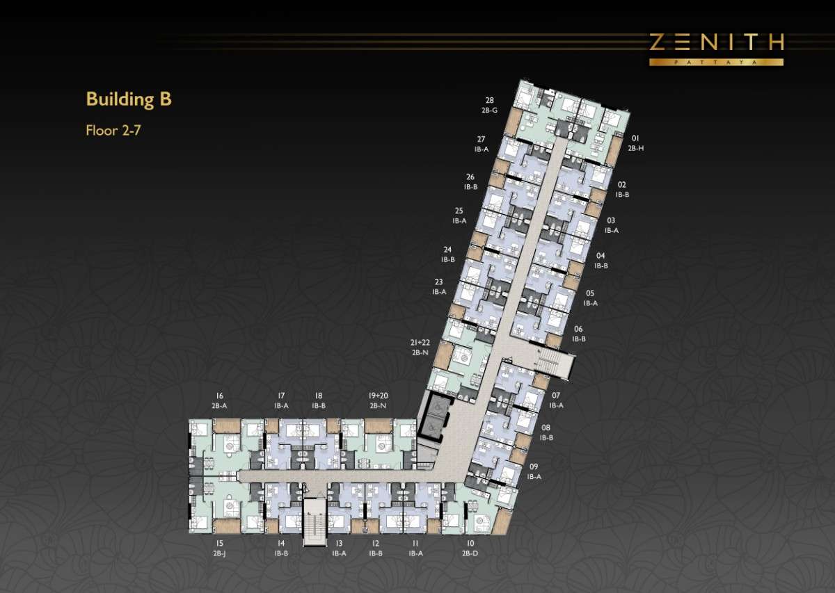 Zenith Pattaya 2 Bedroom Ocean View Plan