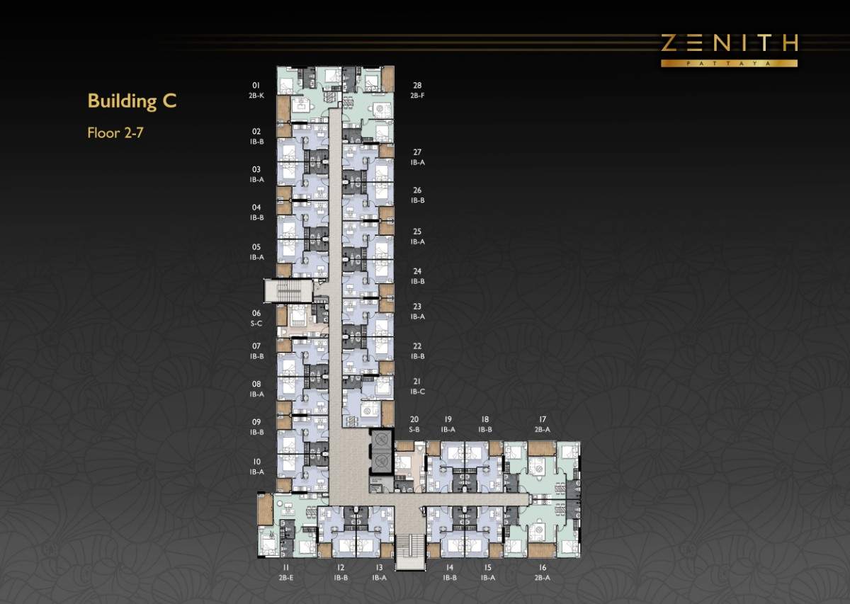 Zenith Pattaya 2 Bedroom Ocean View Plan