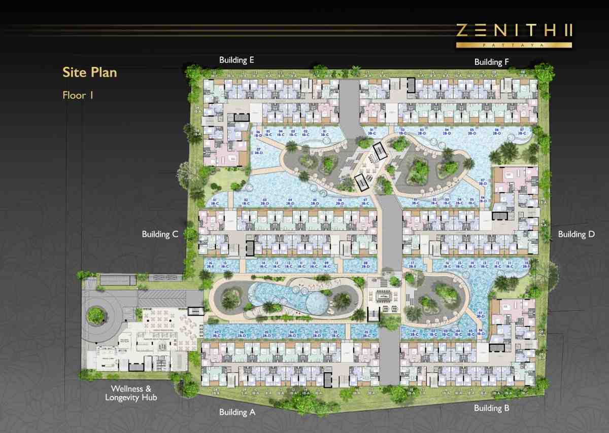 Zenith Pattaya II 2 Bedroom Corner Suite Plan
